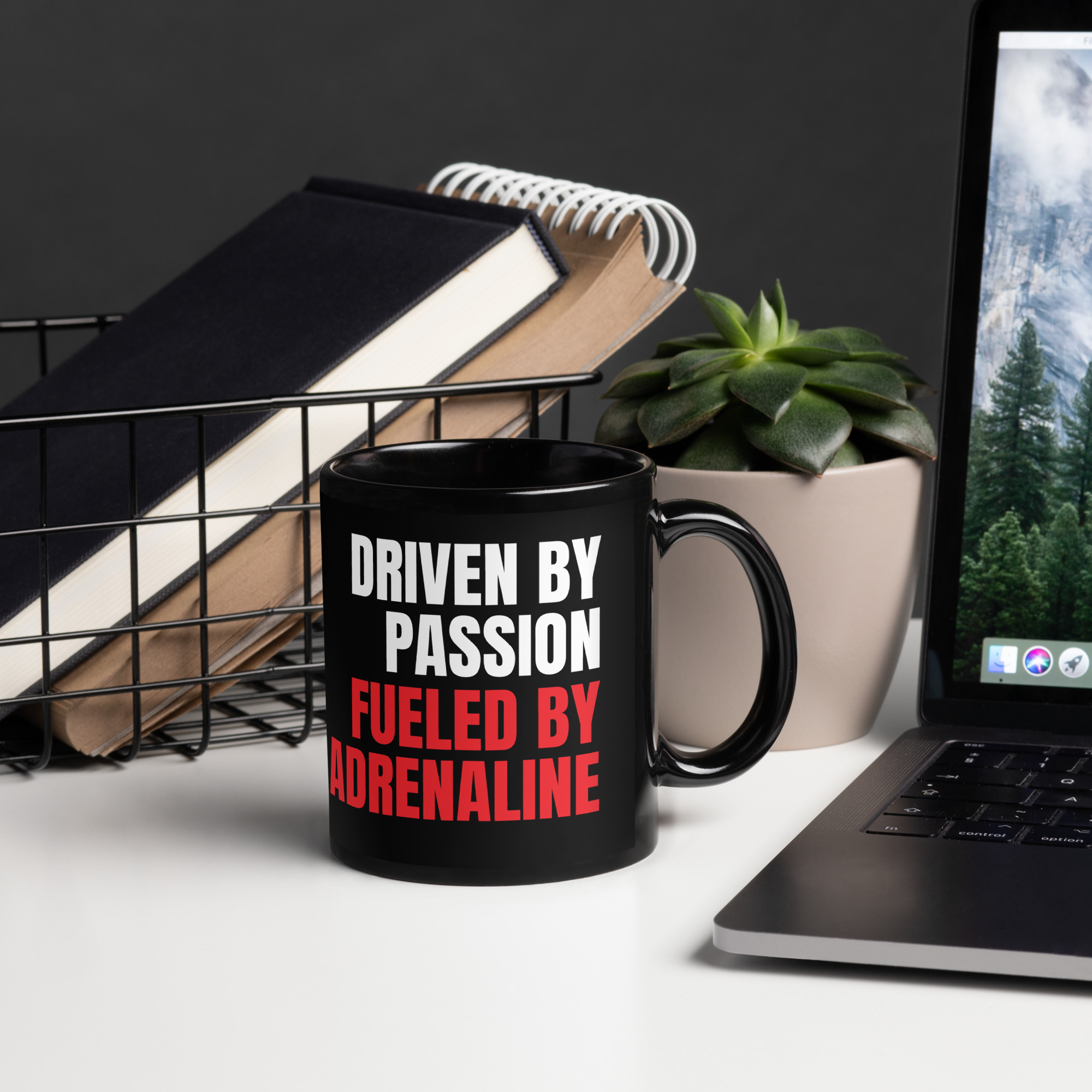 DRIVEN BY PASSION. FUELED BY ADRENALINE. - Black Glossy Mug - Image 3